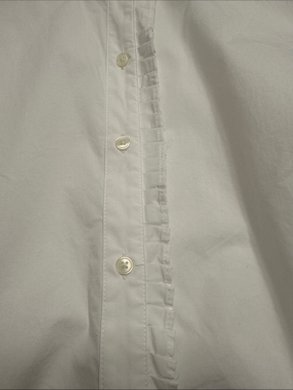 Banana Republic White Button-Front Dress Shirt with Subtle Ruffle Placket - Picture 3 of 8